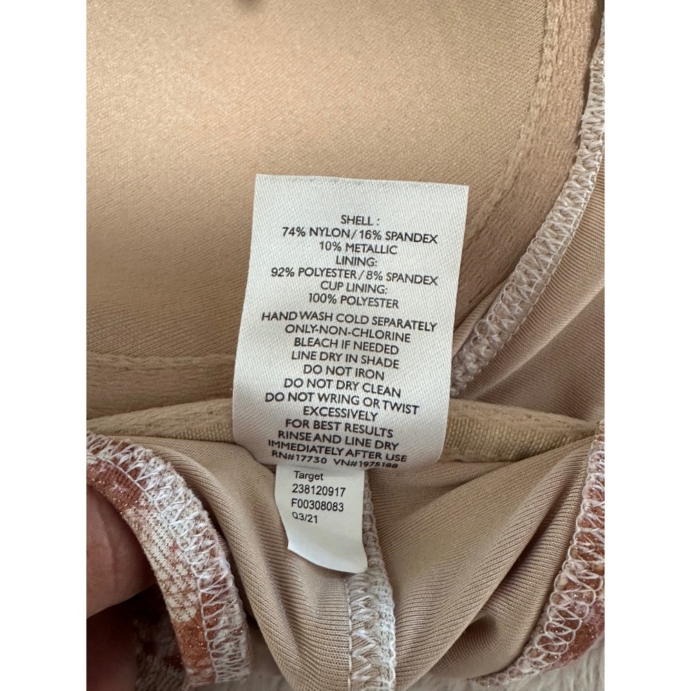 Shade & Shore 32B Snakeskin Metallic Underwire Push Up Bikini Top Pink Tan - Picture 2 of 7